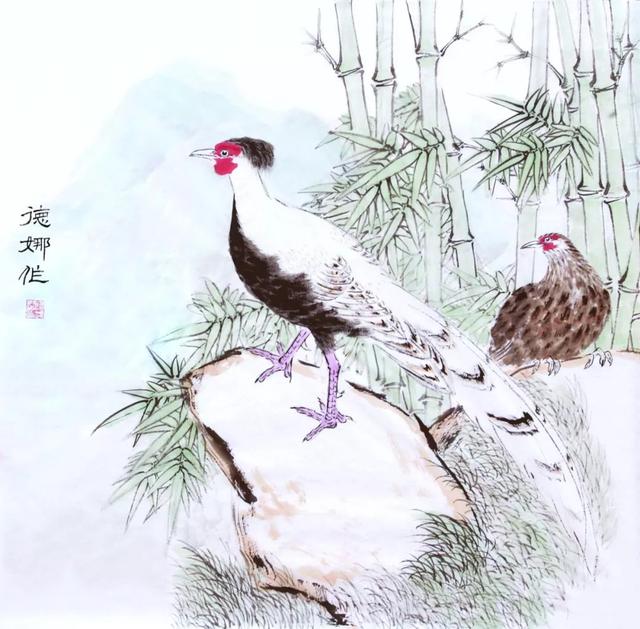 翠竹白鹇  68cmx68cm