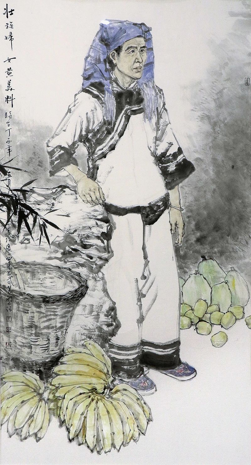 广西壮族人物绘画图片