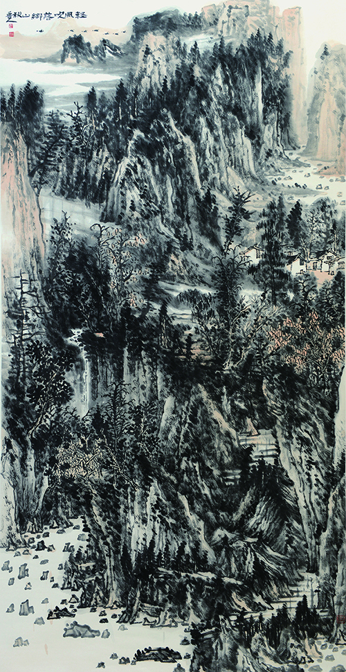 21郭峰  《輕風吹落鄉(xiāng)山秋》 245cmx125cm.jpg